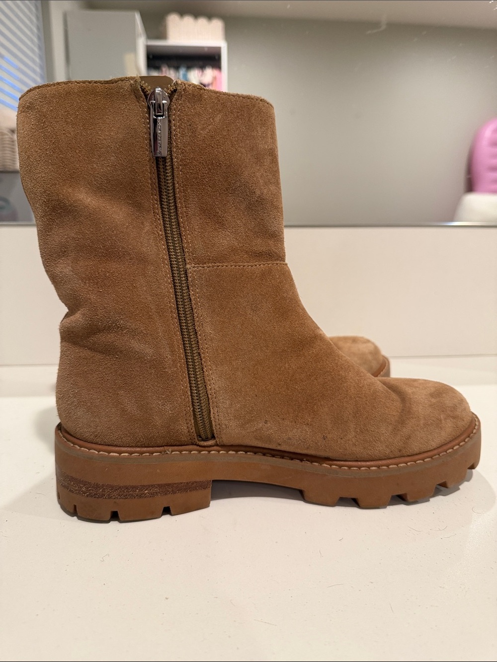 Vince Camuto Chestnut Suede Lace-Up Mid-Calf Boot